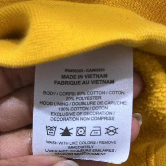 Nike Men’s Pinwheel Swoosh Hooded Yellow Sweatshirt Sz L - Picture 6 of 6